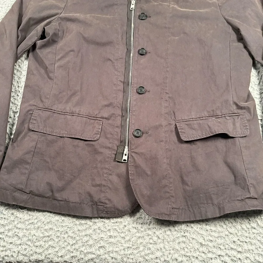 ALLSAINTS Leahurst Blazer Double Layered Cotton Leather Trim Jacket Mens 44 Flaw